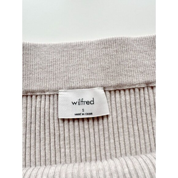 Aritzia WILFRED Reso Greige Ribbed Knit High Waisted Bodycon Mini Skirt, Size S - Picture 5 of 12